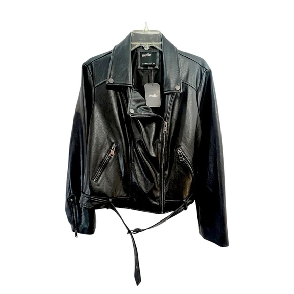 ELODIE Women's Black Faux Leather Jacket SZ XL - Picture 5 of 11